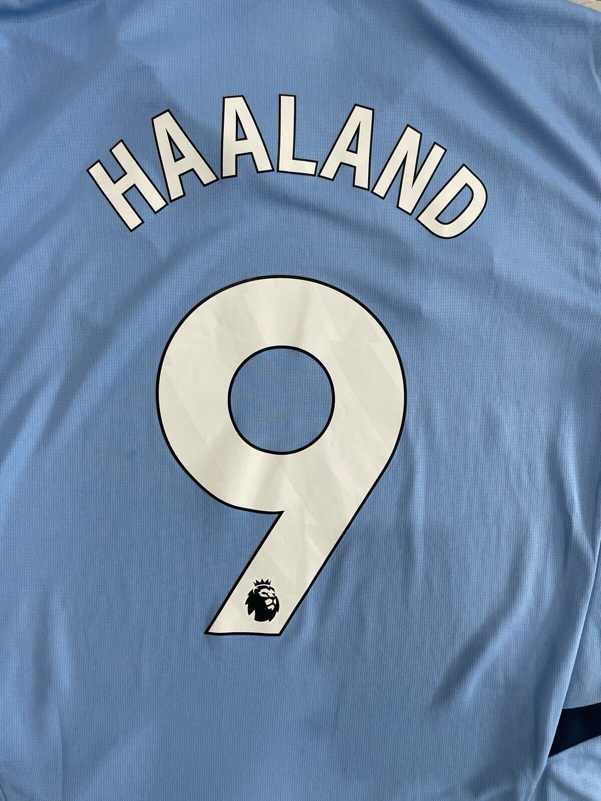 Manchester City 24/25 Home Football Soccer Jersey L *Authentic* HAALAND #9 BNWT